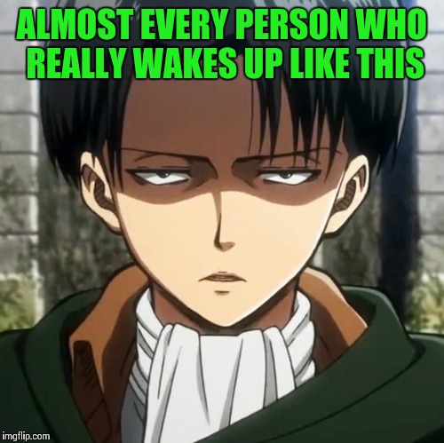 5 more minutes PLZ!!! | ALMOST EVERY PERSON WHO REALLY WAKES UP LIKE THIS | image tagged in levi | made w/ Imgflip meme maker
