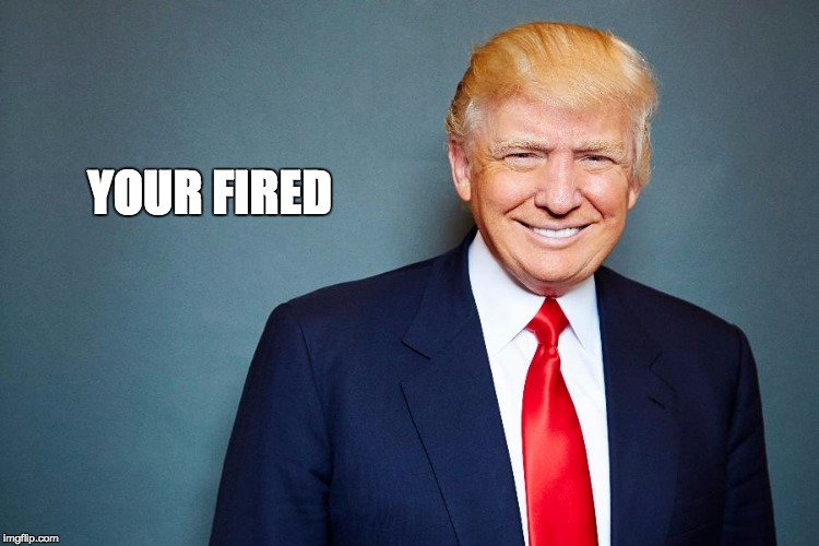 Your fired | YOUR FIRED | image tagged in donald trump | made w/ Imgflip meme maker