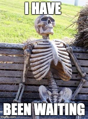 WAITING................ | I HAVE; BEEN WAITING | image tagged in memes,waiting skeleton | made w/ Imgflip meme maker