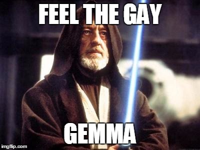 Star Wars Force | FEEL THE GAY; GEMMA | image tagged in star wars force | made w/ Imgflip meme maker