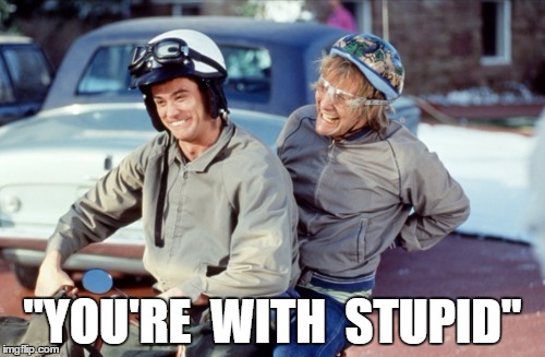 You're With Stupid | "YOU'RE  WITH  STUPID" | image tagged in dumb and dumber | made w/ Imgflip meme maker