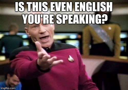 Picard Wtf Meme | IS THIS EVEN ENGLISH YOU'RE SPEAKING? | image tagged in memes,picard wtf | made w/ Imgflip meme maker