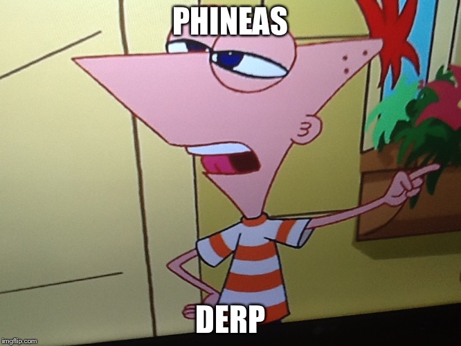 PHINEAS; DERP | image tagged in phineas | made w/ Imgflip meme maker