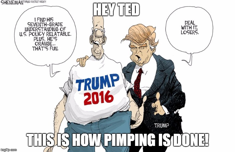 HEY TED; THIS IS HOW PIMPING IS DONE! | image tagged in i love the poorly educated | made w/ Imgflip meme maker