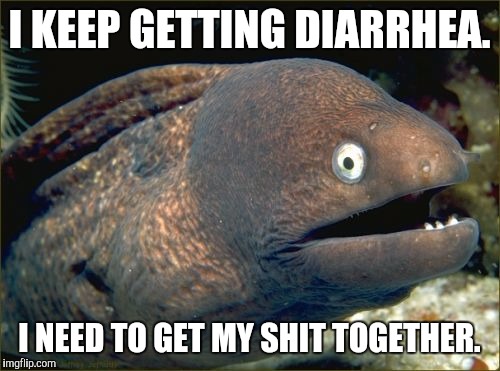Bad Joke Eel Meme | I KEEP GETTING DIARRHEA. I NEED TO GET MY SHIT TOGETHER. | image tagged in memes,bad joke eel | made w/ Imgflip meme maker