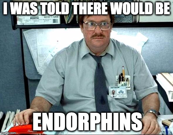 Me after a 4 mile run today | I WAS TOLD THERE WOULD BE; ENDORPHINS | image tagged in memes,i was told there would be,AdviceAnimals | made w/ Imgflip meme maker