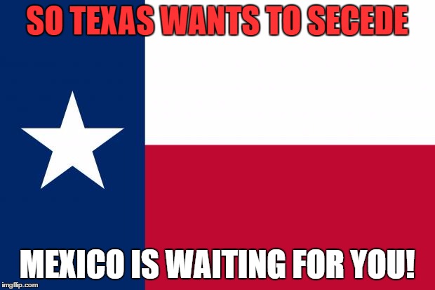 Stupid much!!! | SO TEXAS WANTS TO SECEDE; MEXICO IS WAITING FOR YOU! | image tagged in because texas | made w/ Imgflip meme maker