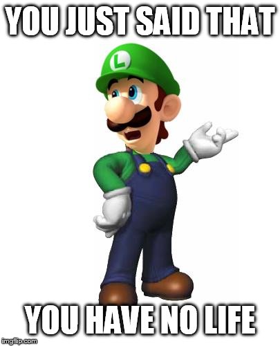Logic Luigi | YOU JUST SAID THAT YOU HAVE NO LIFE | image tagged in logic luigi | made w/ Imgflip meme maker