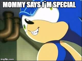 Derp sonic | MOMMY SAYS I`M SPECIAL | image tagged in derp sonic | made w/ Imgflip meme maker