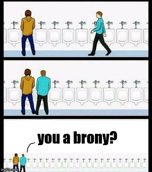Urinal Guy (More text room) | you a brony? | image tagged in urinal guy more text room | made w/ Imgflip meme maker