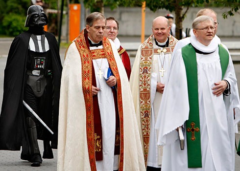 High Quality Darth Vader and priests Blank Meme Template