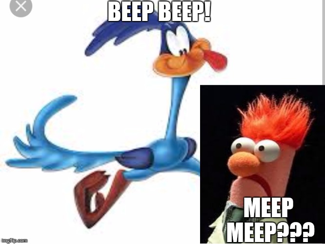 If only we could tell what insult the road runner was throwing at beaker | BEEP BEEP! MEEP MEEP??? | image tagged in road runner,beaker,looney tunes,muppets | made w/ Imgflip meme maker