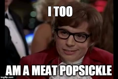I TOO; AM A MEAT POPSICKLE | image tagged in the fifth element,i too like to live dangerously | made w/ Imgflip meme maker