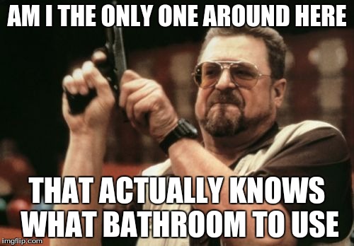 Am I The Only One Around Here | AM I THE ONLY ONE AROUND HERE; THAT ACTUALLY KNOWS WHAT BATHROOM TO USE | image tagged in memes,am i the only one around here | made w/ Imgflip meme maker