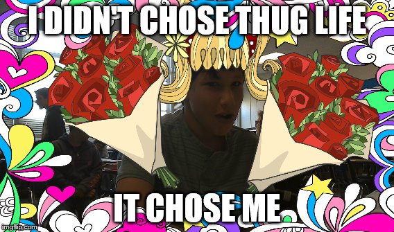 thug life | I DIDN'T CHOSE THUG LIFE; IT CHOSE ME | image tagged in you the real mvp | made w/ Imgflip meme maker