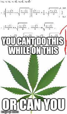 funny | YOU CANT DO THIS WHILE ON THIS; OR CAN YOU | image tagged in funny,weed | made w/ Imgflip meme maker