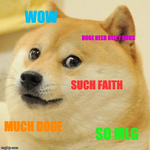 Doge Meme | WOW; DOGE NEED BELLY RUBS; SUCH FAITH; MUCH DOGE; SO MLG | image tagged in memes,doge | made w/ Imgflip meme maker