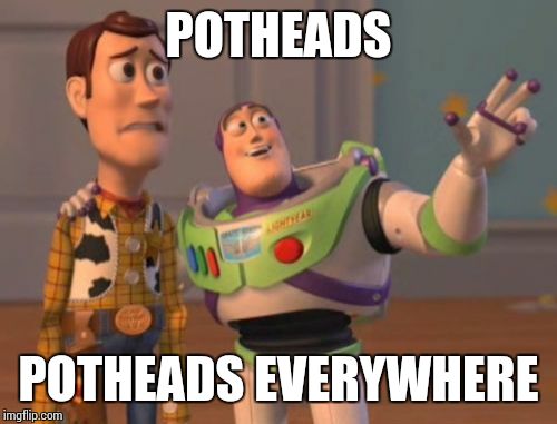 X, X Everywhere Meme | POTHEADS POTHEADS EVERYWHERE | image tagged in memes,x x everywhere | made w/ Imgflip meme maker