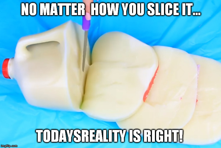 NO MATTER  HOW YOU SLICE IT... TODAYSREALITY IS RIGHT! | made w/ Imgflip meme maker