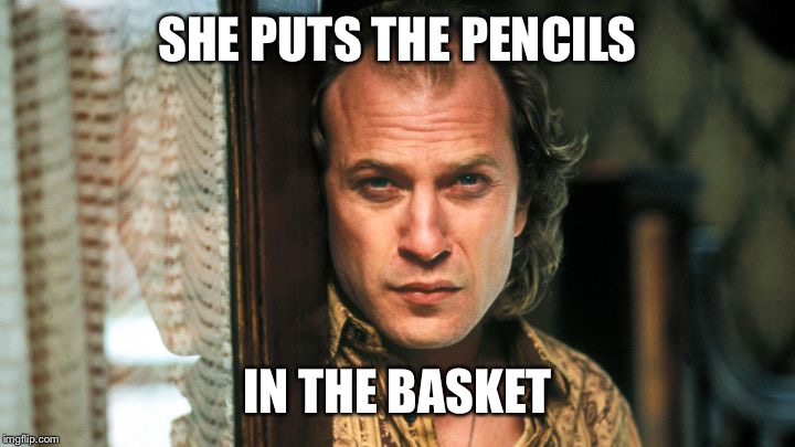 SHE PUTS THE PENCILS; IN THE BASKET | image tagged in teachers | made w/ Imgflip meme maker