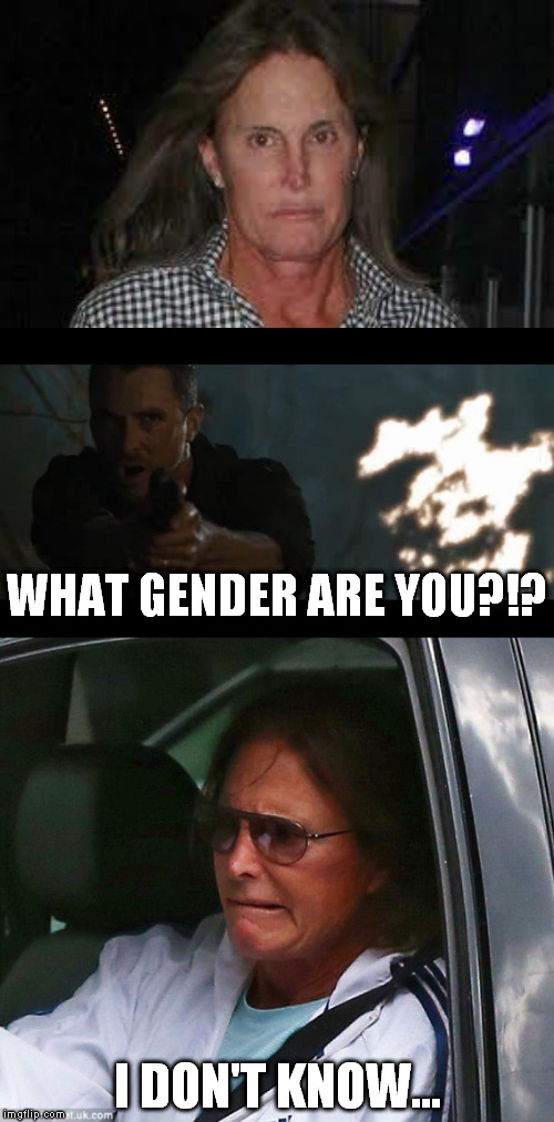 Bruce Gender in: Terminator Androgynysys  | WHAT GENDER ARE YOU?!? I DON'T KNOW... | image tagged in memes,bruce jenner,what are you,gender confusion | made w/ Imgflip meme maker