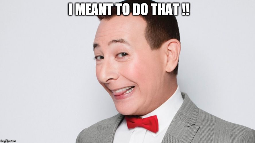 Pee Wee Herman | I MEANT TO DO THAT !! | image tagged in pee wee herman | made w/ Imgflip meme maker