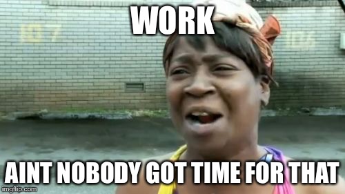 Ain't Nobody Got Time For That Meme | WORK; AINT NOBODY GOT TIME FOR THAT | image tagged in memes,aint nobody got time for that | made w/ Imgflip meme maker