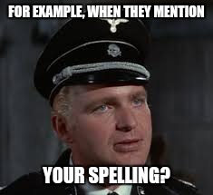 FOR EXAMPLE, WHEN THEY MENTION YOUR SPELLING? | made w/ Imgflip meme maker