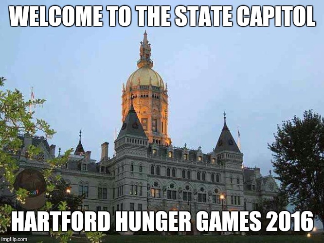 Hartford Hunger Games | WELCOME TO THE STATE CAPITOL; HARTFORD HUNGER GAMES 2016 | image tagged in hartford hunger games | made w/ Imgflip meme maker