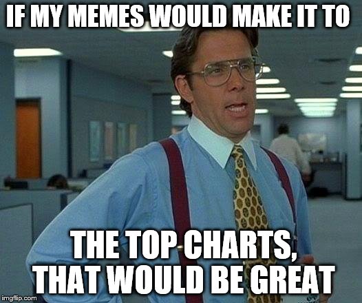 That Would Be Great Meme | IF MY MEMES WOULD MAKE IT TO; THE TOP CHARTS, THAT WOULD BE GREAT | image tagged in memes,that would be great | made w/ Imgflip meme maker