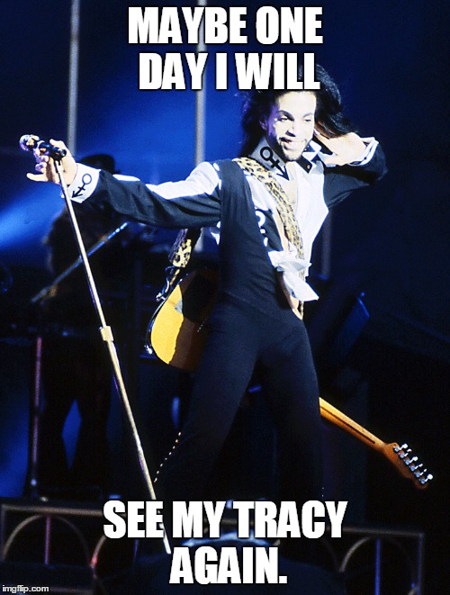 MAYBE ONE DAY I WILL; SEE MY TRACY AGAIN. | image tagged in vertex,music,prince | made w/ Imgflip meme maker