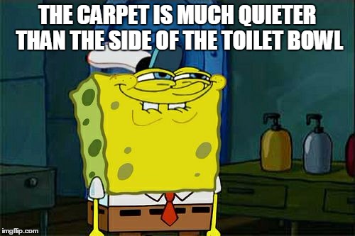 Don't You Squidward Meme | THE CARPET IS MUCH QUIETER THAN THE SIDE OF THE TOILET BOWL | image tagged in memes,dont you squidward | made w/ Imgflip meme maker