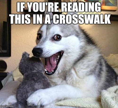 IF YOU'RE READING THIS IN A CROSSWALK | image tagged in demotivationals | made w/ Imgflip meme maker