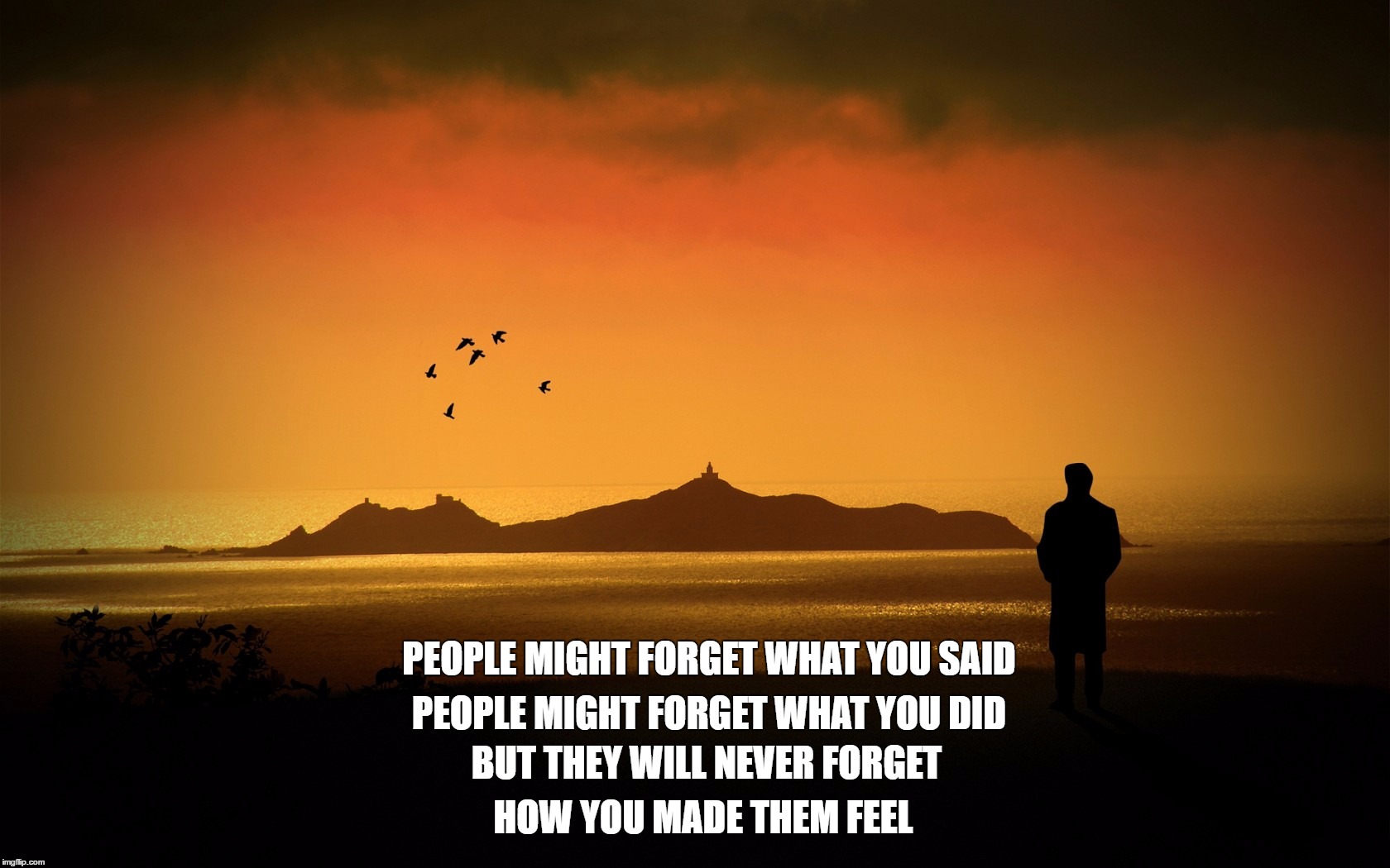 Feels are for live... | PEOPLE MIGHT FORGET WHAT YOU SAID; PEOPLE MIGHT FORGET WHAT YOU DID; BUT THEY WILL NEVER FORGET; HOW YOU MADE THEM FEEL | image tagged in feelings,relationships,humanity,people,thoughts | made w/ Imgflip meme maker