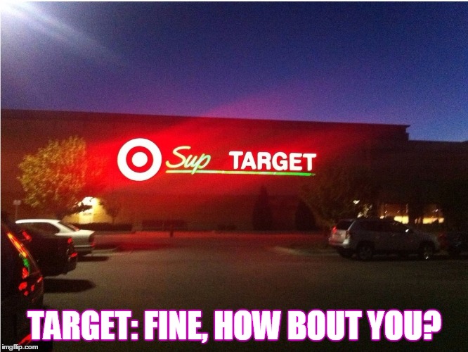 chill target | TARGET: FINE, HOW BOUT YOU? | image tagged in chill target | made w/ Imgflip meme maker