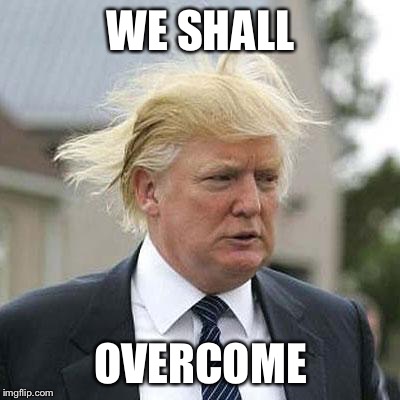 Donald Trump | WE SHALL; OVERCOME | image tagged in donald trump | made w/ Imgflip meme maker