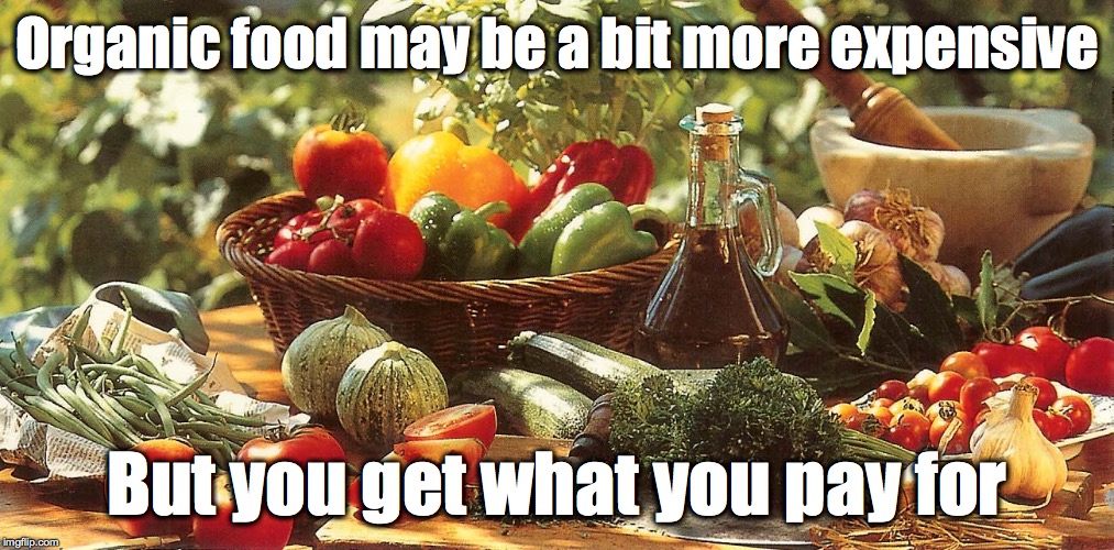 Go Organic. The taste is worth it | Organic food may be a bit more expensive; But you get what you pay for | image tagged in organic,food | made w/ Imgflip meme maker