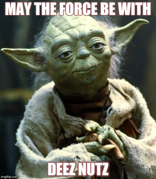 Star Wars Yoda Meme | MAY THE FORCE BE WITH; DEEZ NUTZ | image tagged in memes,star wars yoda | made w/ Imgflip meme maker