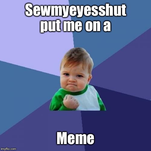 Success Kid Meme | Sewmyeyesshut put me on a Meme | image tagged in memes,success kid | made w/ Imgflip meme maker