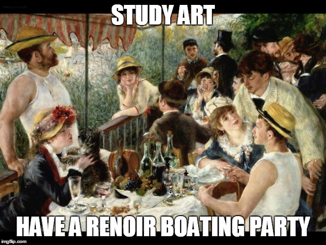  Luncheon of the Boating Party  Pierre-Auguste Renoir | STUDY ART HAVE A RENOIR BOATING PARTY | image tagged in luncheon of the boating party  pierre-auguste renoir | made w/ Imgflip meme maker