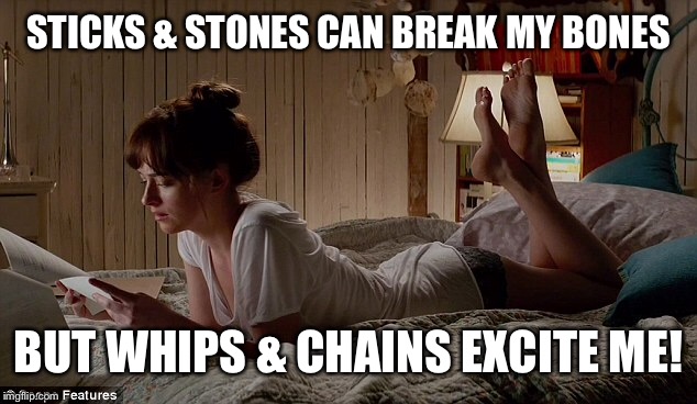 STICKS & STONES CAN BREAK MY BONES BUT WHIPS & CHAINS EXCITE ME! | made w/ Imgflip meme maker