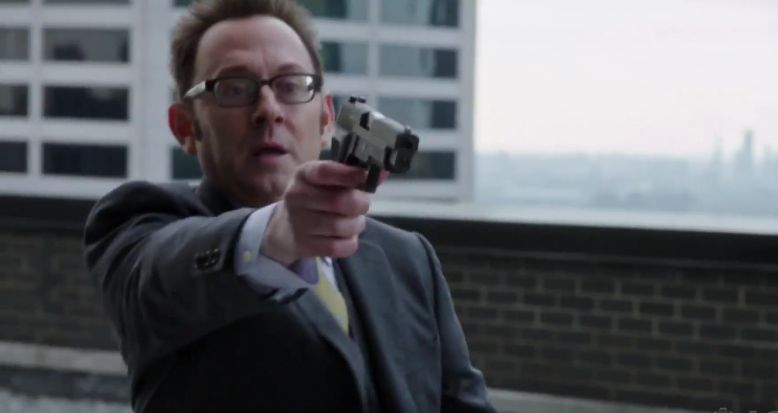 Harold Finch With a Gun Blank Meme Template