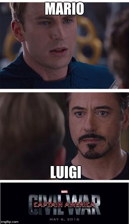 Marvel Civil War 1 | MARIO; LUIGI | image tagged in memes,marvel civil war 1 | made w/ Imgflip meme maker