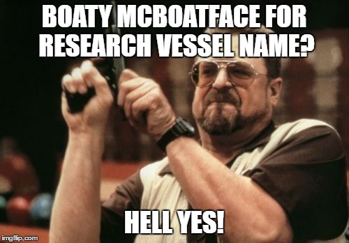 Am I The Only One Around Here Meme | BOATY MCBOATFACE FOR RESEARCH VESSEL NAME? HELL YES! | image tagged in memes,am i the only one around here | made w/ Imgflip meme maker