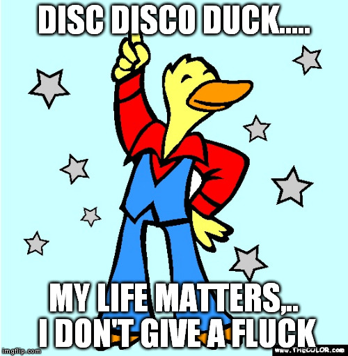 DISC DISCO DUCK..... MY LIFE MATTERS,.. I DON'T GIVE A FLUCK | made w/ Imgflip meme maker