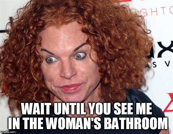 Carrot Top | WAIT UNTIL YOU SEE ME IN THE WOMAN'S BATHROOM | image tagged in carrot top | made w/ Imgflip meme maker