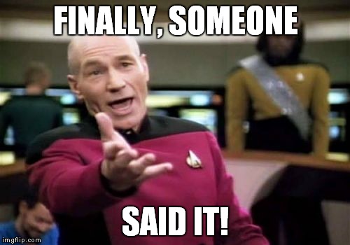 Picard Wtf Meme | FINALLY, SOMEONE SAID IT! | image tagged in memes,picard wtf | made w/ Imgflip meme maker
