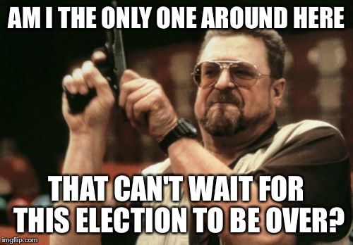 Am I The Only One Around Here | AM I THE ONLY ONE AROUND HERE; THAT CAN'T WAIT FOR THIS ELECTION TO BE OVER? | image tagged in memes,am i the only one around here,AdviceAnimals | made w/ Imgflip meme maker