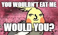 YOU WOULDN'T EAT ME WOULD YOU? | made w/ Imgflip meme maker