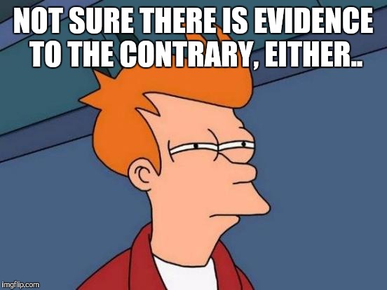 Futurama Fry Meme | NOT SURE THERE IS EVIDENCE TO THE CONTRARY, EITHER.. | image tagged in memes,futurama fry | made w/ Imgflip meme maker